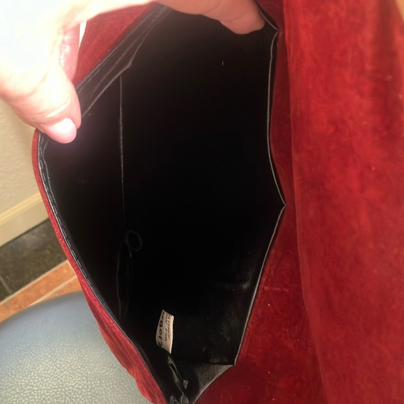 🍇👜Bamberger’s Vintage Made In Italy Burgundy Genuine Leather Clutch Bag Sz-S/M - Picture 4 of 4